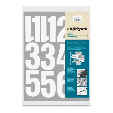 Chartpak Chartpak Vinyl Numbers, 4"H, White 1196